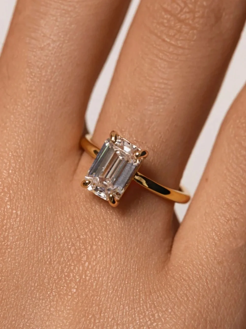 Emerald-Cut Solitaire CZ Ring in Silver